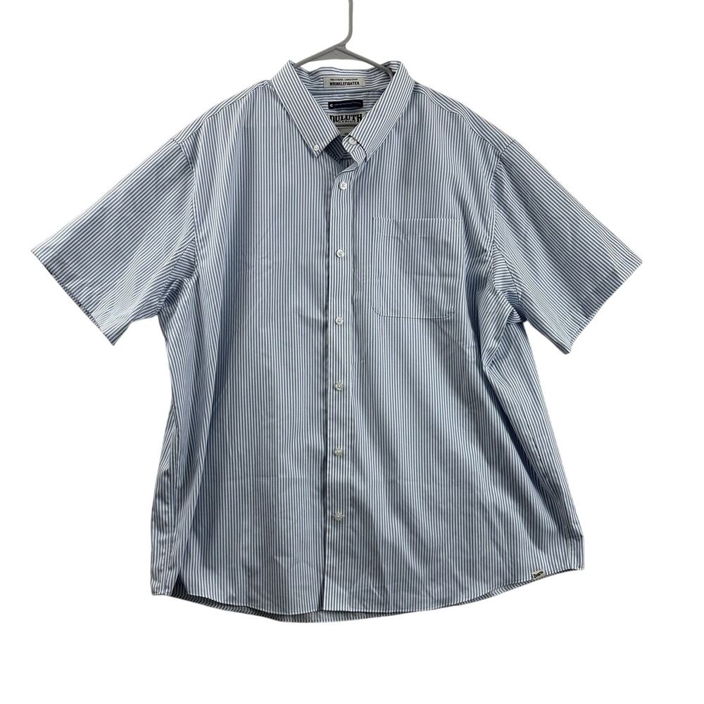 Duluth Trading Blue Stripe Magna Ready Shirt 2XL Mens Office